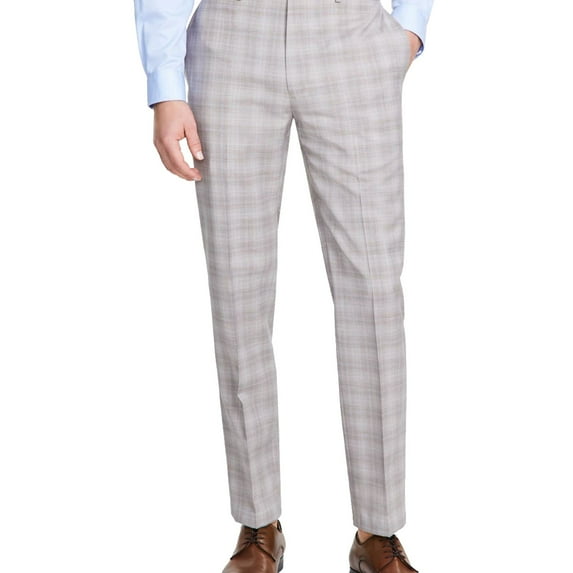 Calvin Klein Mens Slim Fit Dress Pants Slacks, Beige, 34W x 34L