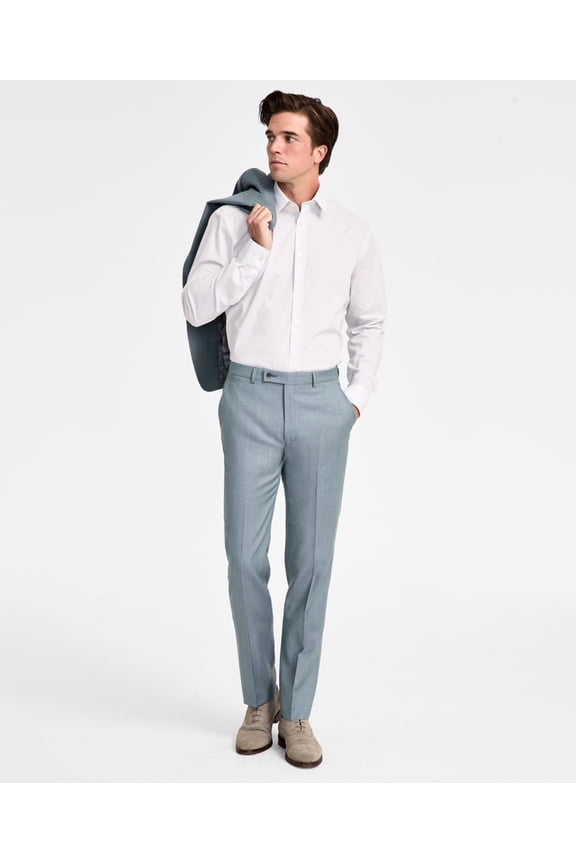 Mens Slim fit Dress Pants 36 / 34 Sage Green Solid Stretch