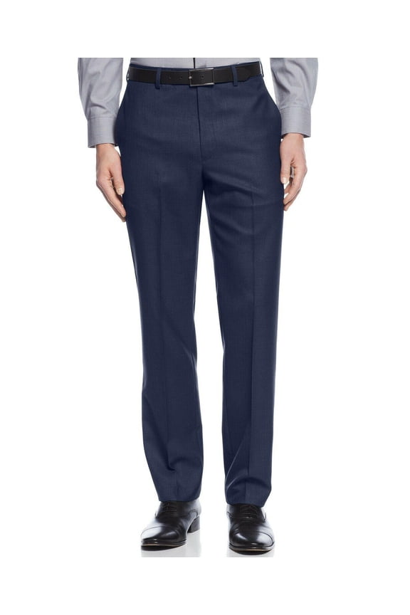 Mens Slim fit Dress Pants 38 / 34 Navy Blue Solid Stretch