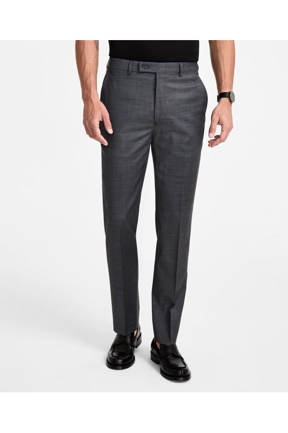 Mens Slim fit Dress Pants 40 / 30 Charcoal Grey Solid Stretch Wool