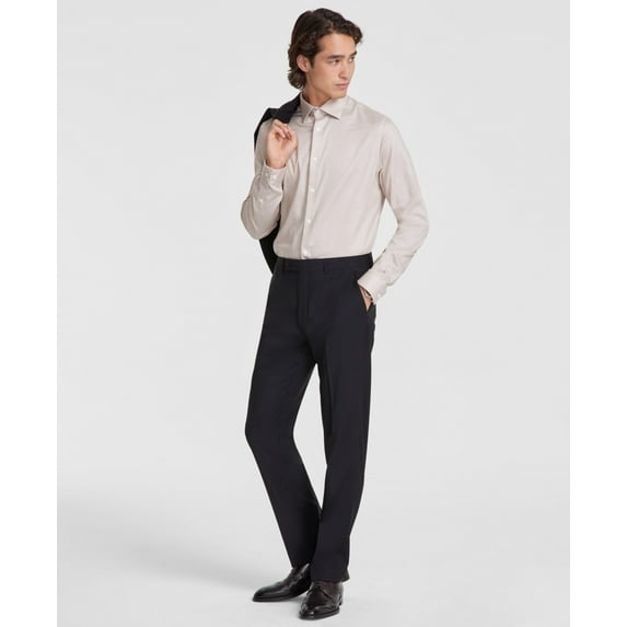 Calvin Klein Mens Slim fit Dress Pants 40 / 32 Black Solid Stretch Wool