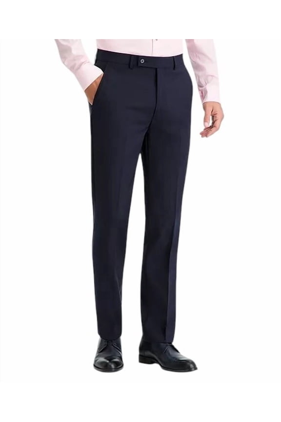 Mens Slim fit Dress Pants 40 / 32 Navy Blue Solid Stretch Wool