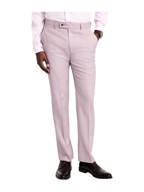 Mens Slim fit Dress Pants 42 / 30 Pink Solid Stretch Wool