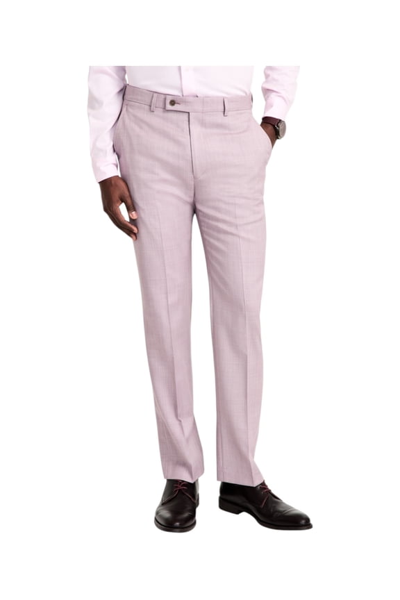Mens Slim fit Dress Pants 42 / 30 Pink Solid Stretch Wool