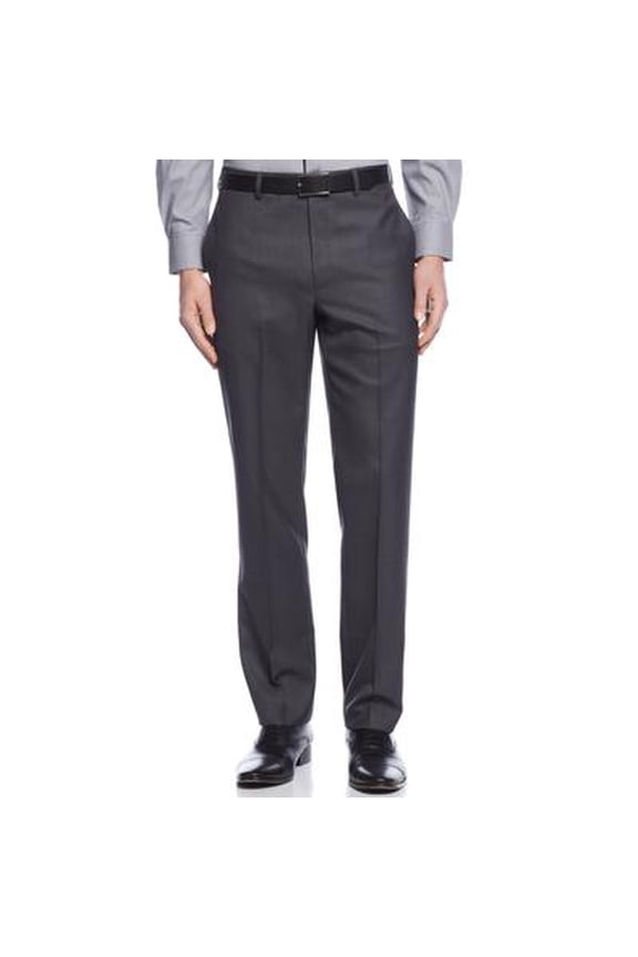 Mens Slim fit Dress Pants 46 / 32 Charcoal Grey Solid Stretch