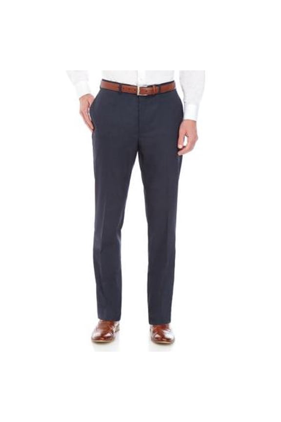 Mens Slim fit Dress Pants 46 / 32 Navy Blue Solid Stretch