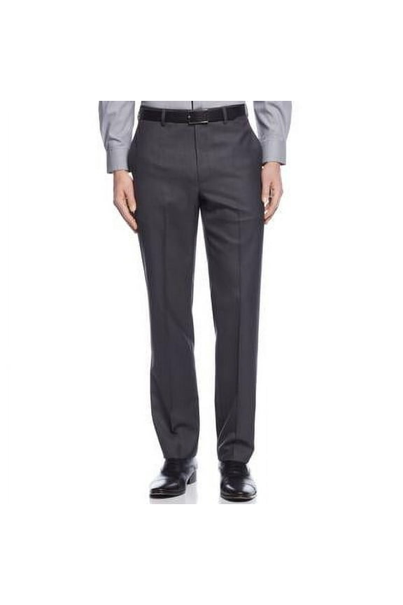 Mens Slim fit Dress Pants 48 / 32 Charcoal Grey Solid Stretch