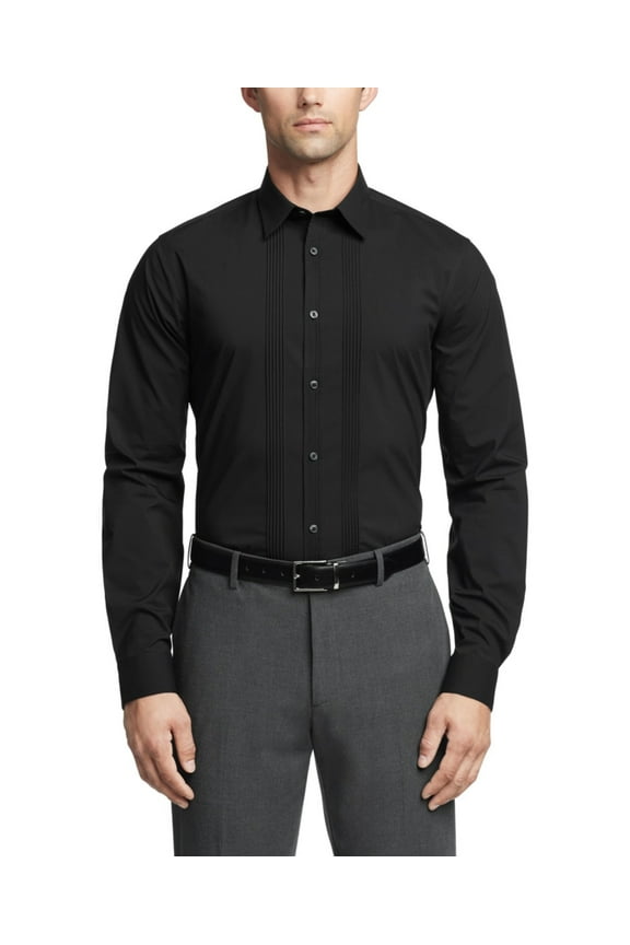 $89 Calvin Klein Men's Infinite Color Slim Fit Dress Shirt Black, 16-16.5 36-37L