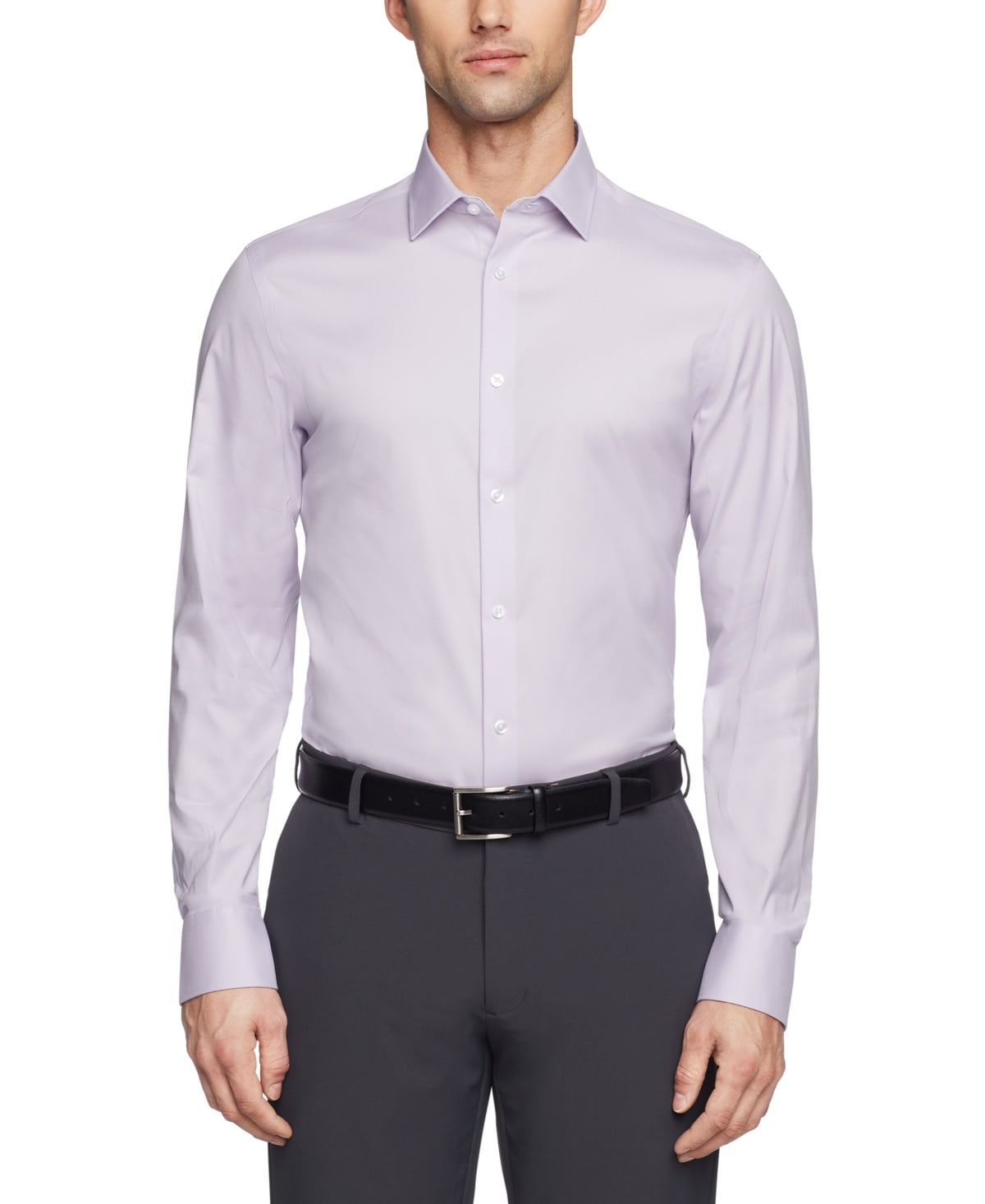 Calvin Klein Mens Slim fit Dress Shirt Large 16.5 in 34-35 Purple Solid