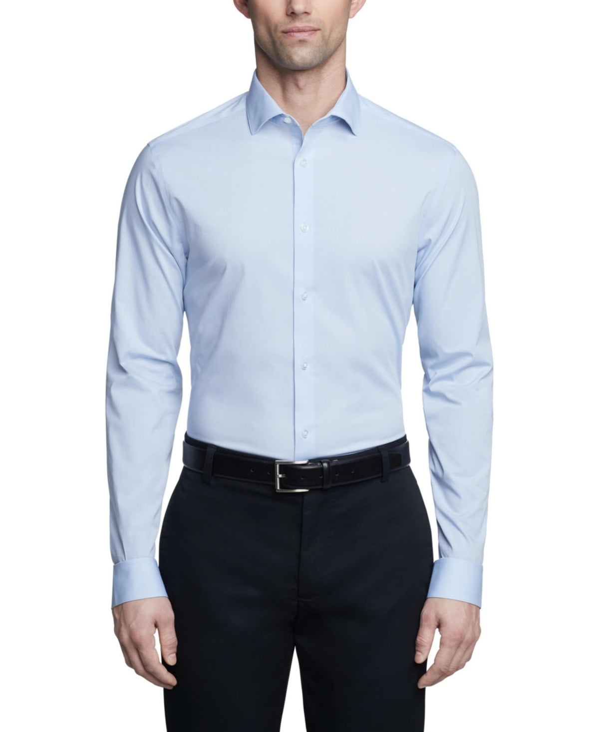 Calvin Klein Mens Slim fit Dress Shirt Large 16.5 in 36-37 Light Blue Check