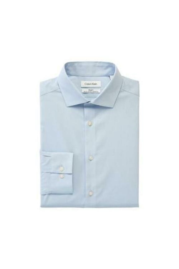 Steel Plus Men's Dress Shirt Stretch Slim Fit Check Blue-15 32/33