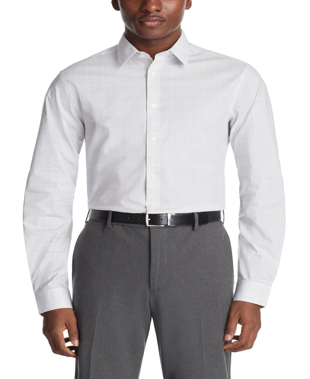 Calvin Klein Mens Slim fit Dress Shirt Medium 15.5 in 34-35 White Plaid