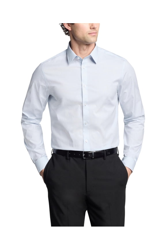 Mens Slim fit Dress Shirt Medium 15 in 32-33 Light Blue Plaid