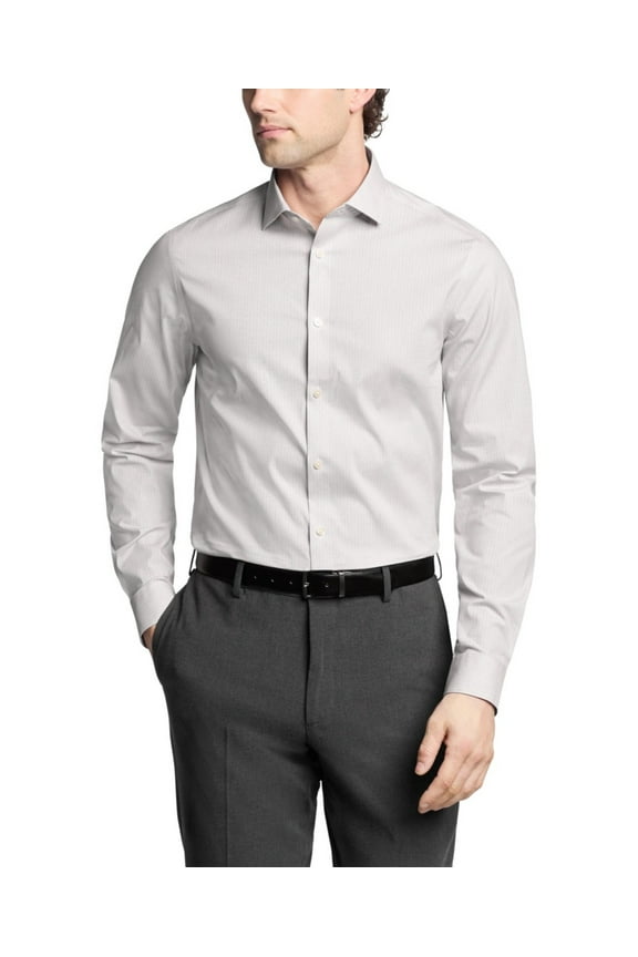 Mens Slim fit Dress Shirt Medium 15 in 34-35 Light Pink Plaid