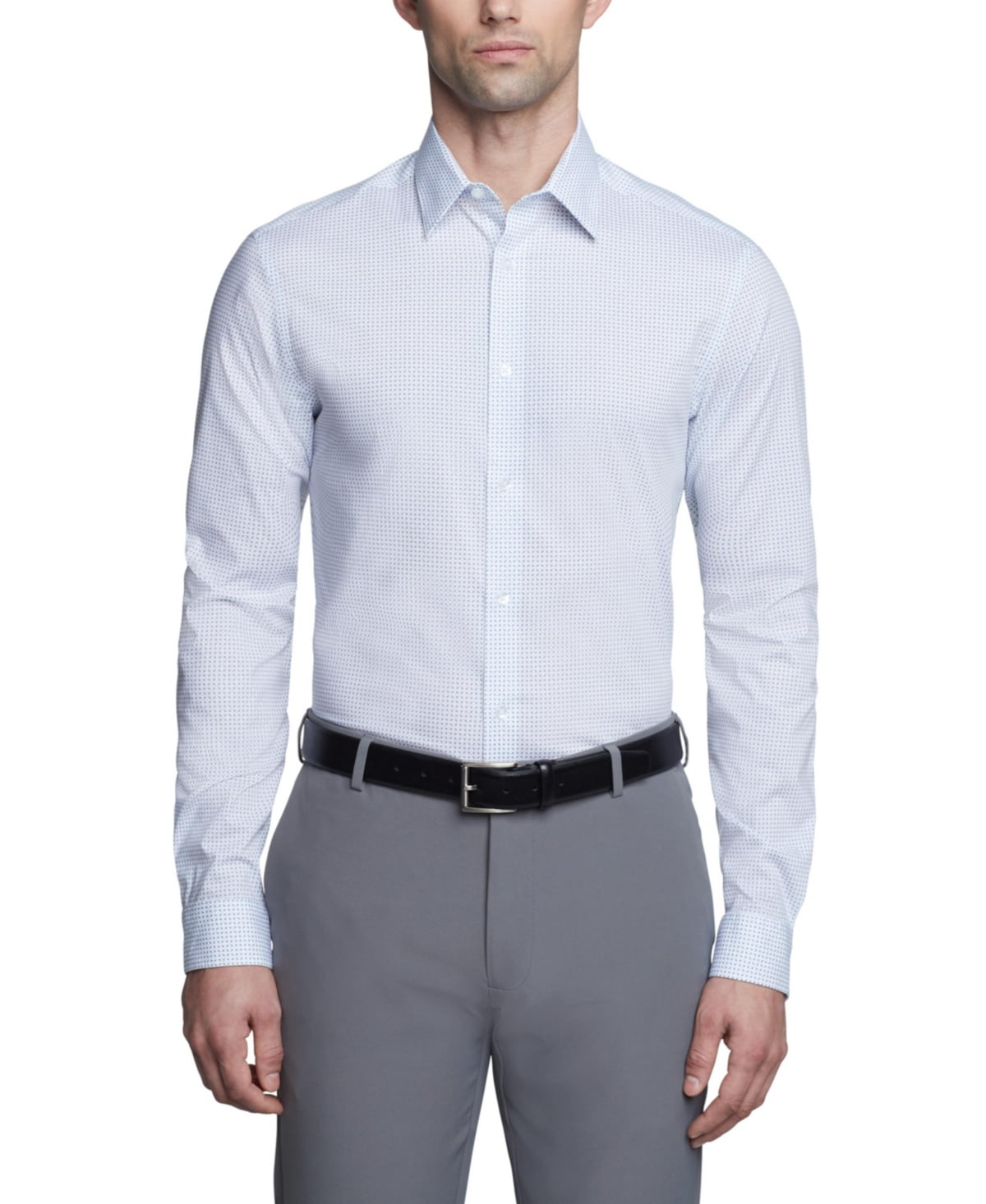 Calvin Klein Mens Slim fit Dress Shirt XL 17.5 in 32-33 Light Blue