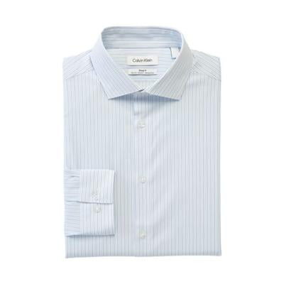 Calvin Klein Mens Slim fit Dress Shirt XL 17 in 32-33 Light Blue Striped