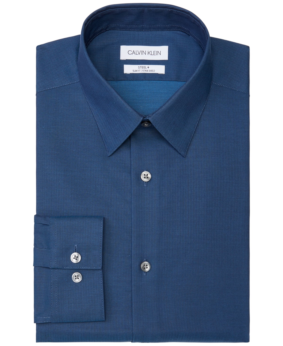 Calvin Klein Mens Slim fit Dress Shirt XL 17 in 36-37 Blue Solid