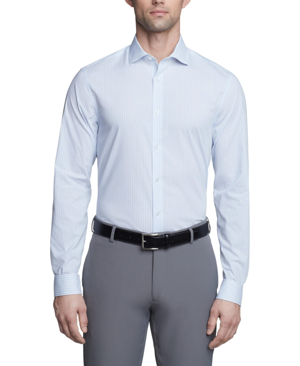 Calvin Klein Mens Slim fit Dress Shirt XL 17 in 36-37 Light Blue Striped