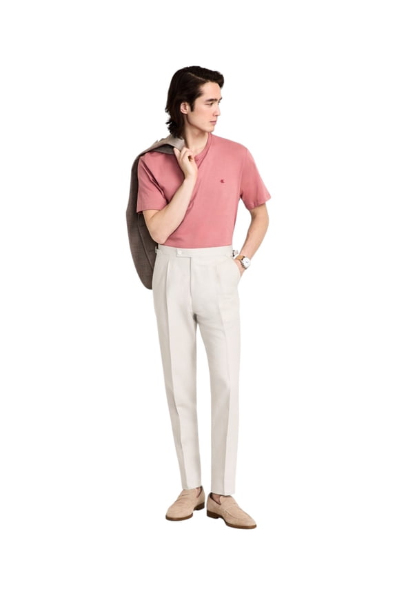 Mens Slim fit Linen Dress Pants 34 / 34 Stone Grey Solid