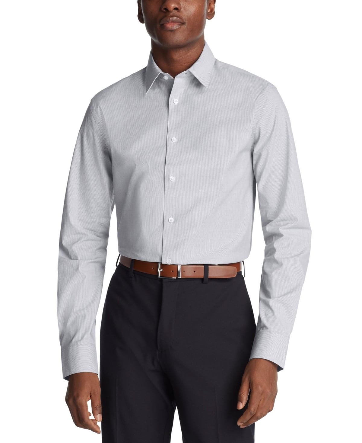 Calvin Klein Mens Slim fit Dress Shirt Large 16.5 in 34-35 Blue Striped