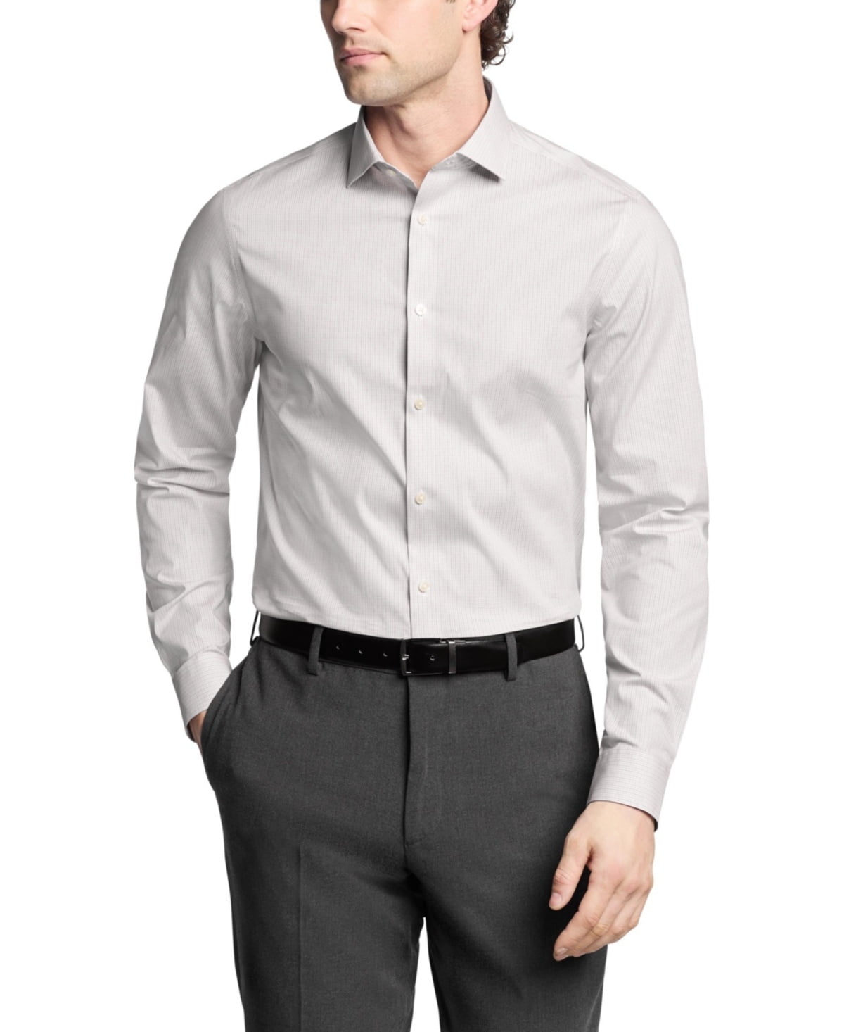 Calvin Klein Mens Slim fit Dress Shirt Medium 15 in 32-33 Pink Plaid