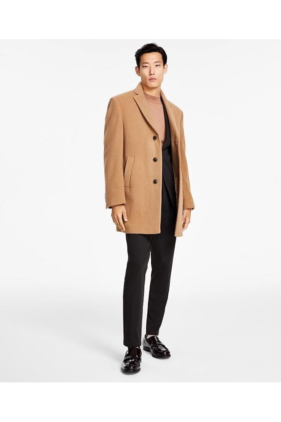Mens Prosper Slim Fit Overcoat Coat 36S Camel Brown