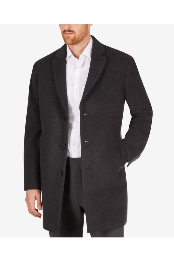 Mens Prosper Slim Fit Wool Overcoat Coat 42R Charcoal Grey