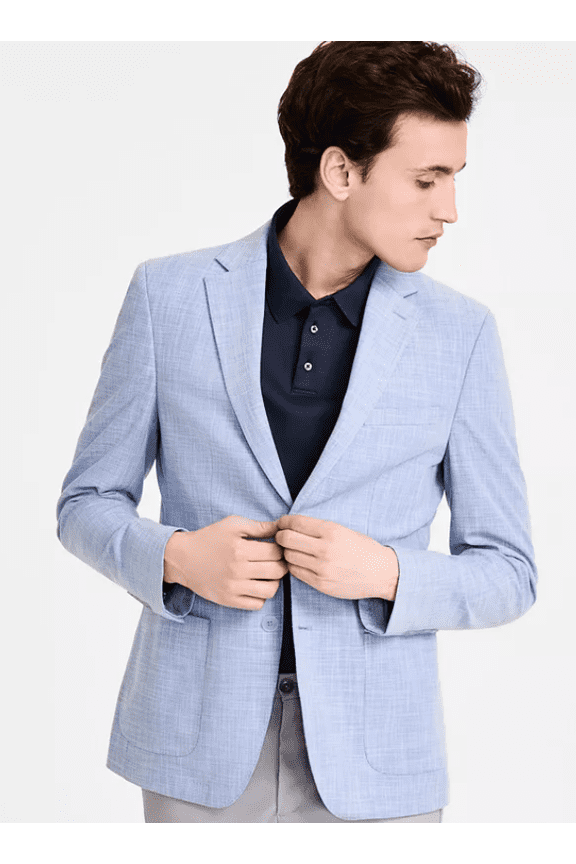 Mens Slim fit Sport Coat Blazer 34 S Light Blue Solid Stretch