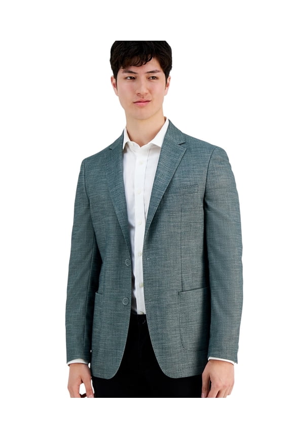 Mens Slim fit Sport Coat Blazer 36 R Heather Green Solid Stretch
