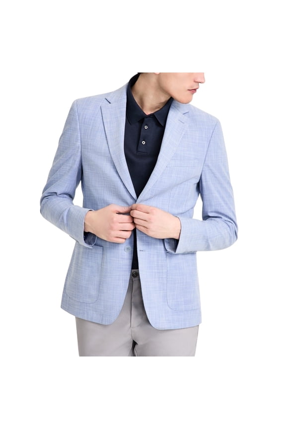 Mens Slim Fit Sport Coat Blazer 36 R Light Blue Solid Stretch