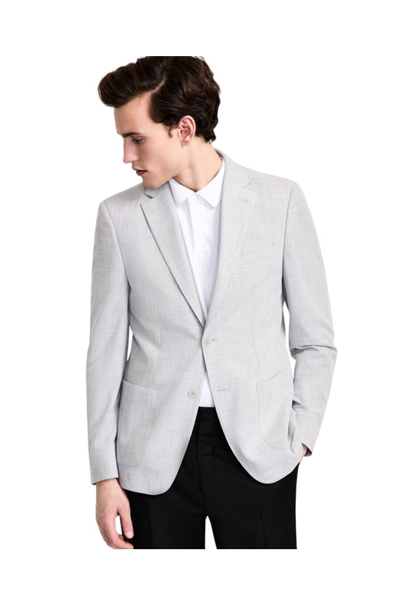 Mens Slim fit Sport Coat Blazer 36 R Light Grey Solid Stretch