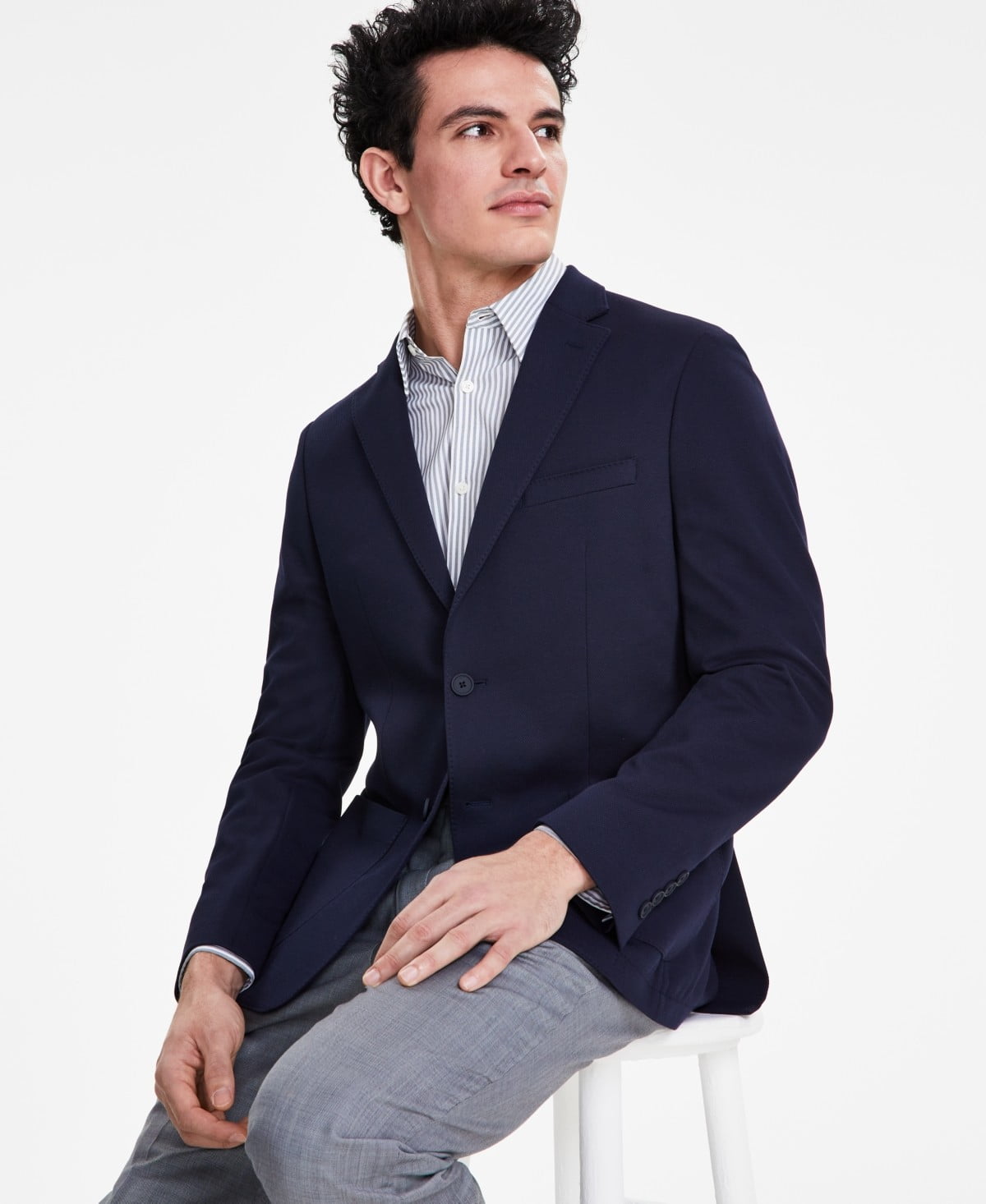 Calvin Klein Mens Slim fit Sport Coat Blazer 36 R Navy Blue Solid
