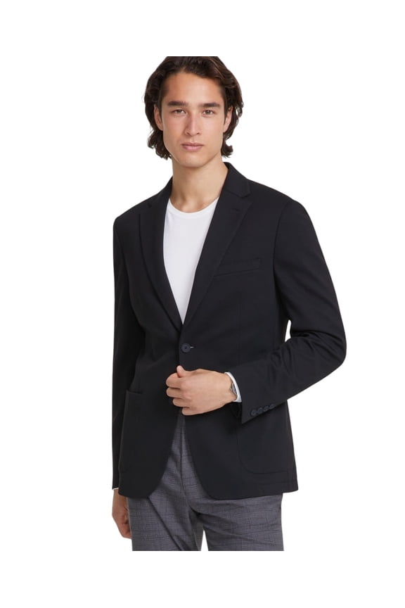 Mens Slim fit Knit Sport Coat Blazer 38 R Black Solid