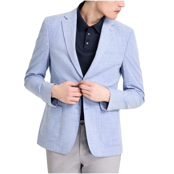 Calvin Klein Mens Slim Fit Sport Coat Blazer 38 R Light Blue Solid Stretch