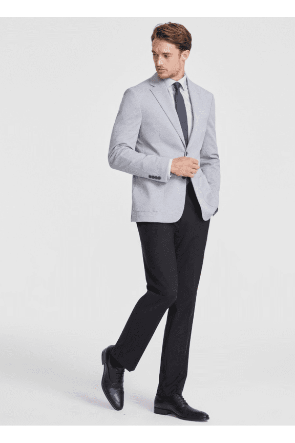 Mens Slim fit Sport Coat Blazer 38 R Light Grey Solid Stretch