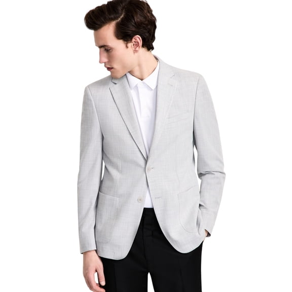 Calvin Klein Mens Slim fit Sport Coat Blazer 38 R Light Grey Solid Stretch