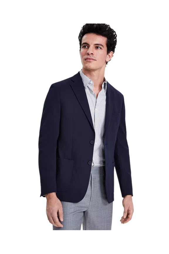 Mens Slim fit Knit Sport Coat Blazer 40 R Navy Blue Solid
