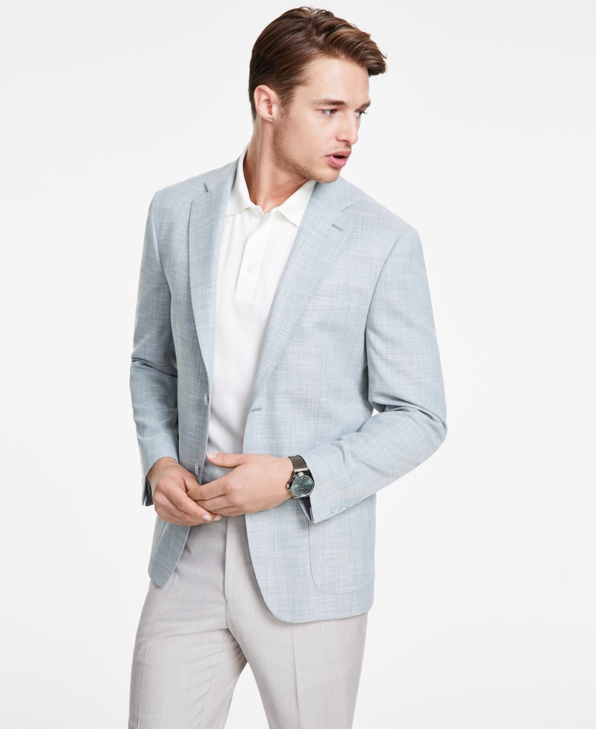 Calvin Klein Mens Slim fit Sport Coat Blazer 42 L Green Solid