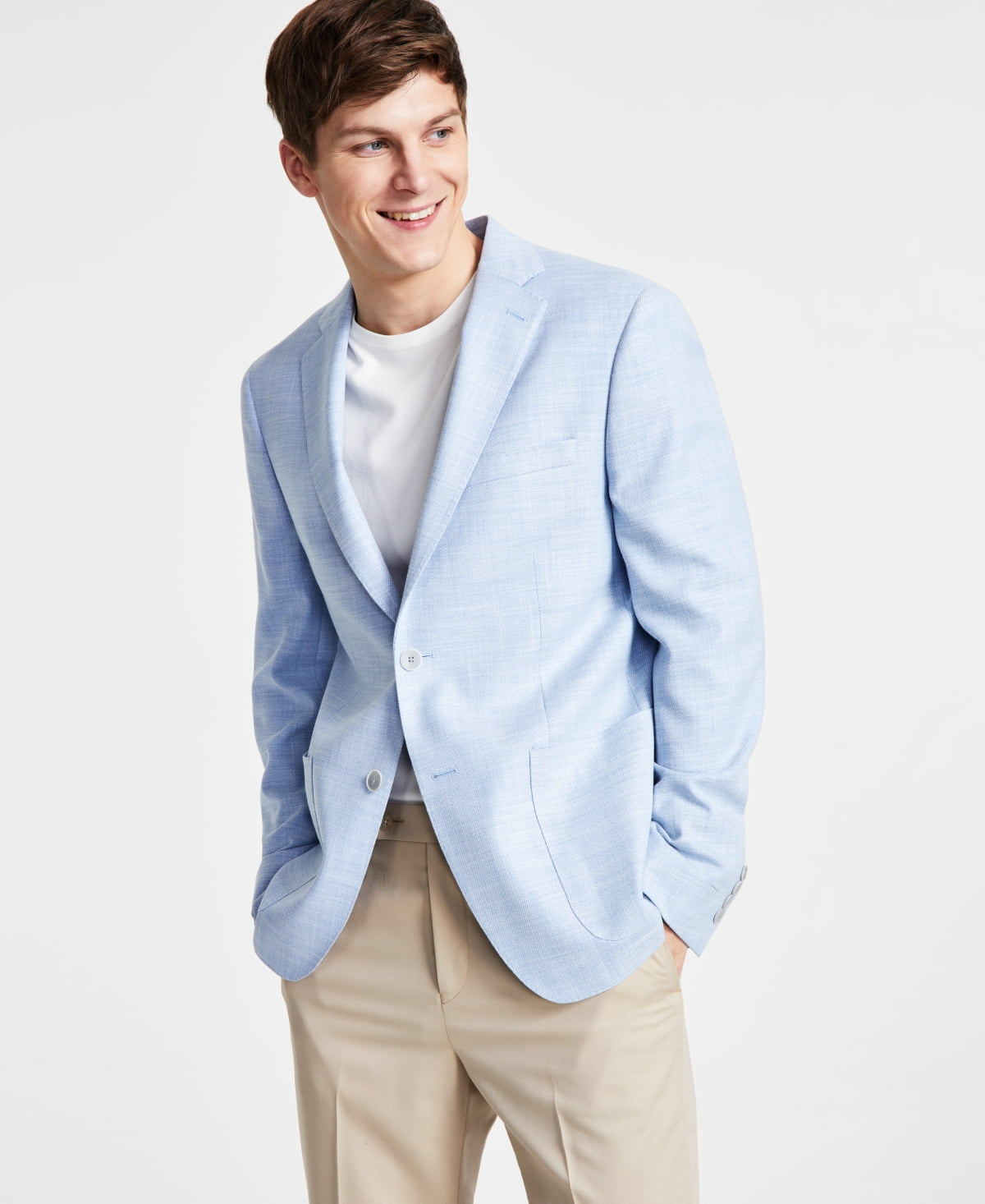 Calvin Klein Mens Slim fit Sport Coat Blazer 42 L Light Blue
