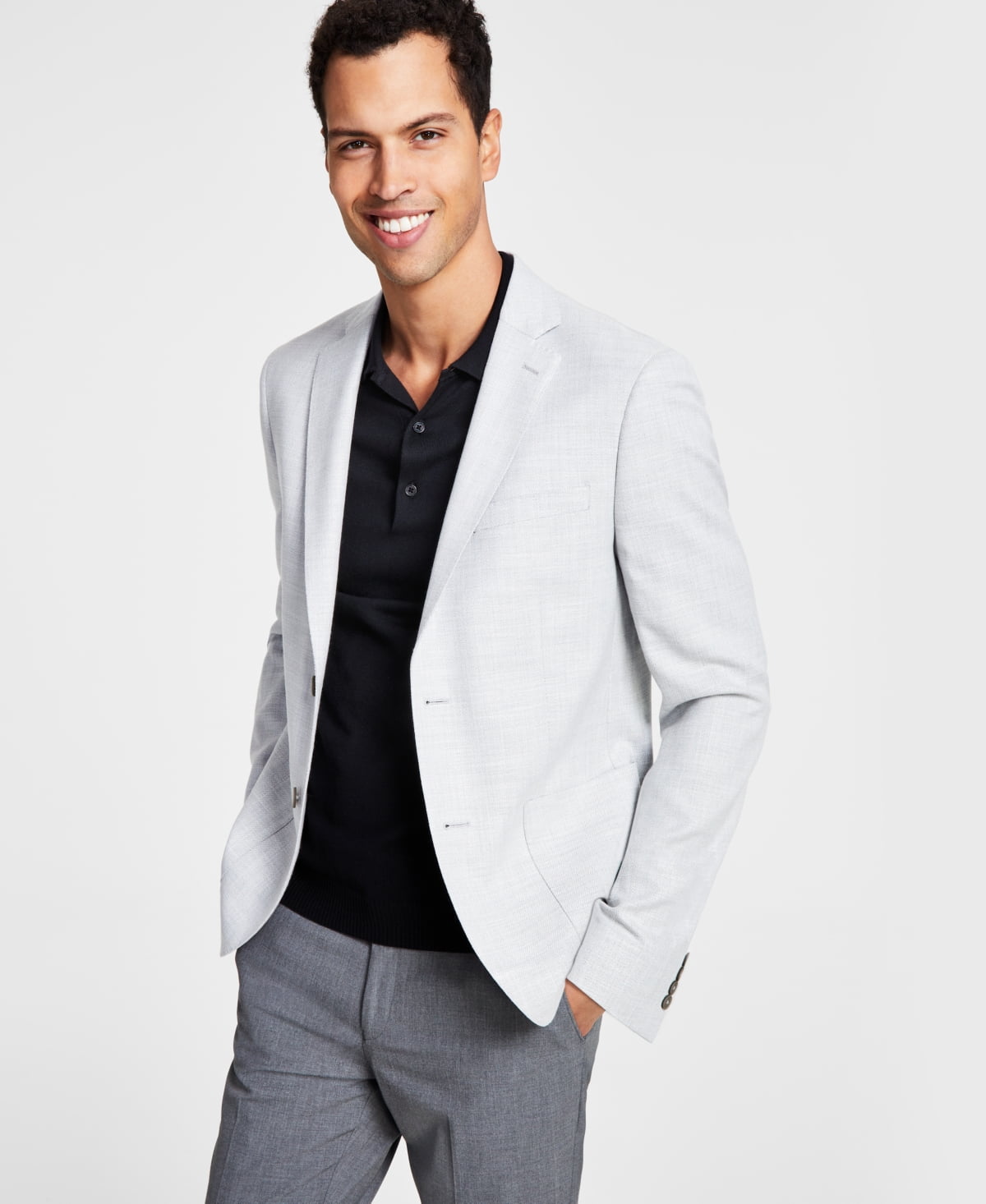 Calvin Klein Mens Slim fit Sport Coat Blazer 42 S Light Heather Grey