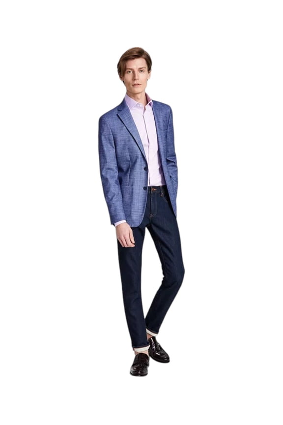 Mens Slim fit Sport Coat Blazer 44 L Denim Blue Solid