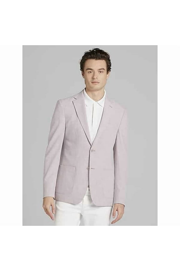 Mens Slim fit Sport Coat Blazer 44 L Pink Solid Stretch