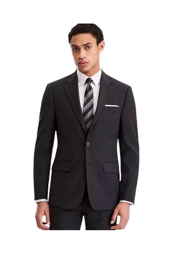 Mens Slim fit Suit Jacket Blazer 36 R Dark Grey Solid Stretch Wool