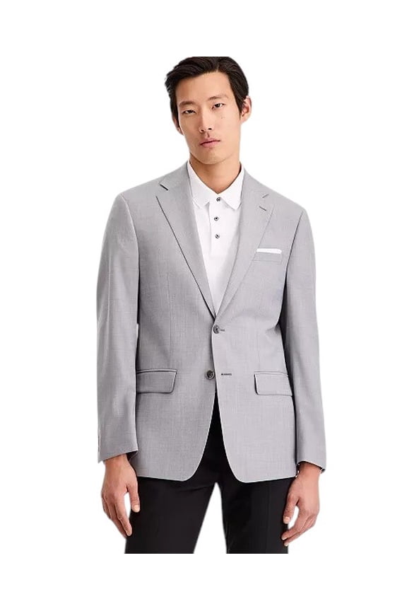 Mens Slim fit Suit Jacket Blazer 36 S Light Grey Solid Stretch Wool