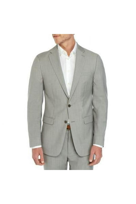 Mens Slim fit Suit Jacket Blazer 38 L Light Grey Solid Stretch
