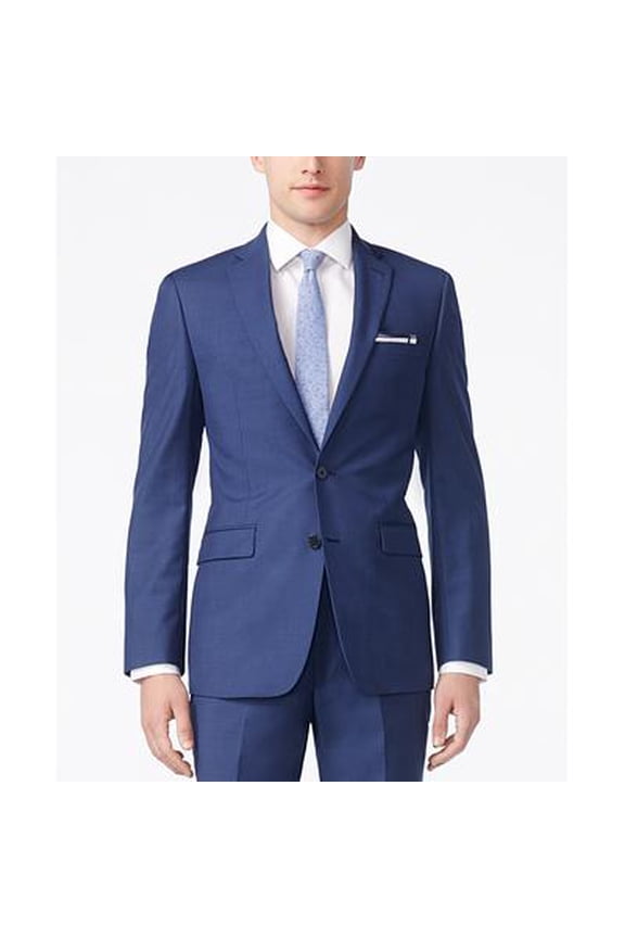 Mens Slim fit Suit Jacket Blazer 38 R Navy Blue Solid Stretch Wool