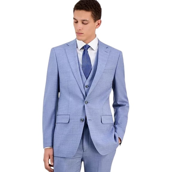 Calvin Klein Mens Slim fit Suit Jacket Blazer 38 R Powder Blue Solid Stretch