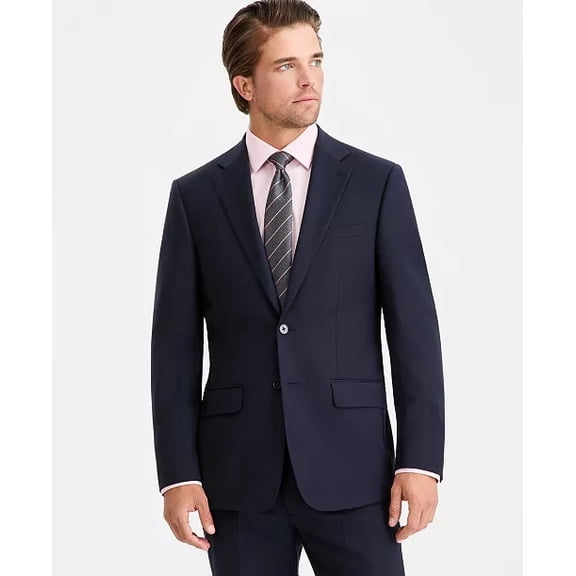 Calvin Klein Mens Slim fit Wool Suit Jacket Blazer 38 R Navy Blue Solid Stretch