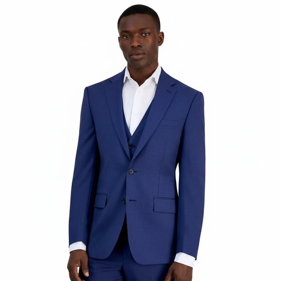 Calvin Klein Mens Slim fit Suit Jacket Blazer 38 R Navy Blue Solid Stretch Wool