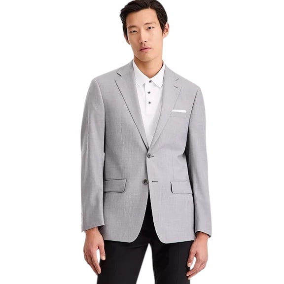 Calvin Klein Mens Slim fit Suit Jacket Blazer 38 R Light Grey Solid Stretch Wool